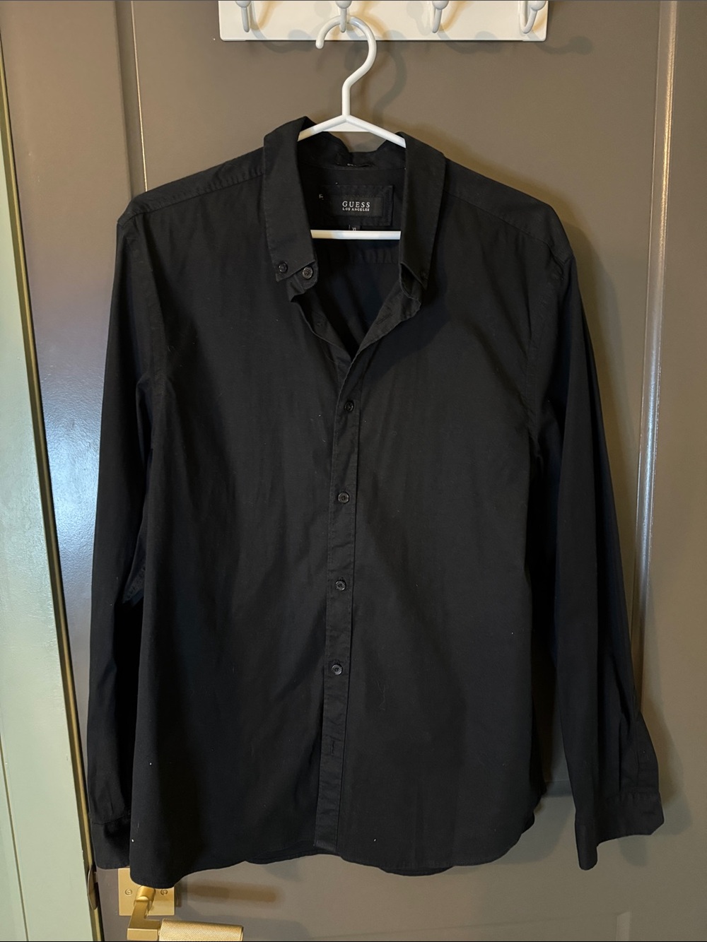 GUESS Men's Black Long-Sleeve Button-Down Shirt, Slim Fit, size XL